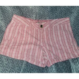 Mudd Pink White Striped Low Rise Ramie Cotton Shorts Womens Size 1 ZDC6316X y2k